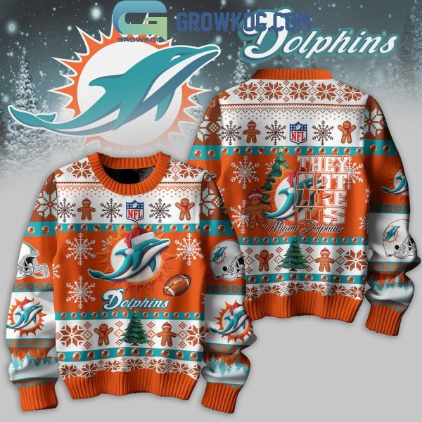 Miami Dolphins 2024 They Not Like Us Dolphins Christmas Ugly Sweater