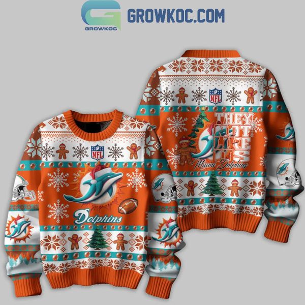 Miami Dolphins 2024 They Not Like Us Dolphins Christmas Ugly Sweater