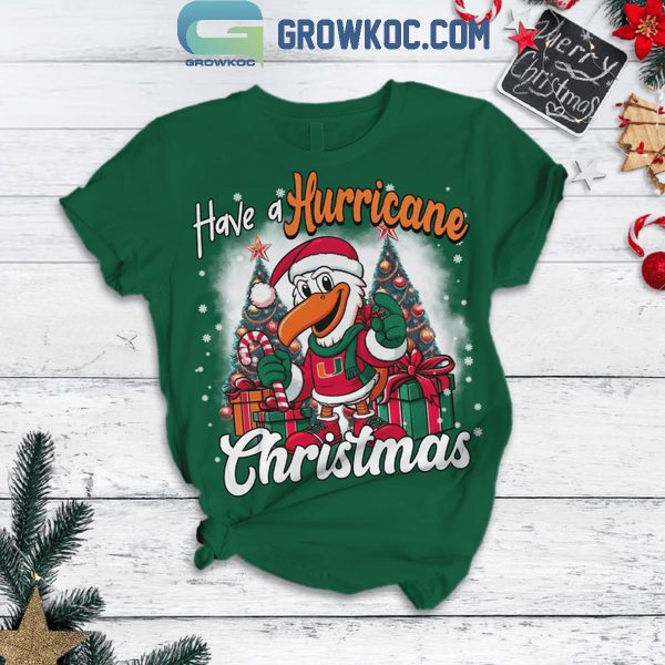 Miami Hurricanes Football Have A Hurricane Christmas 2024 Fleece Pajamas Set