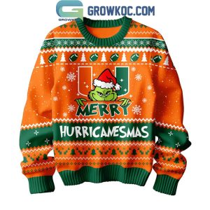 Miami Hurricanes Grinch Christmas Merry Hurricanesmas Ugly Sweater