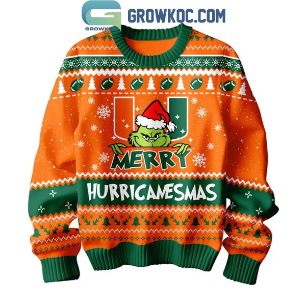 Miami Hurricanes Grinch Christmas Merry Hurricanesmas Ugly Sweater