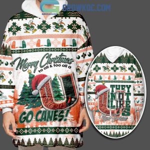 Miami Hurricanes Merry Christmas To All Not Like Us Oodie Hoodie Blanket