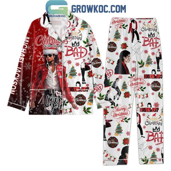 Michael Jackson Christmas Is Time To Say Loving You Polyester Pajamas Set