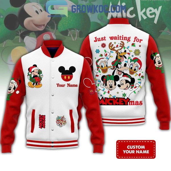 Mickey And Friends Just Waiting For Mickeymas Christmas Personalized Baseball Jacket