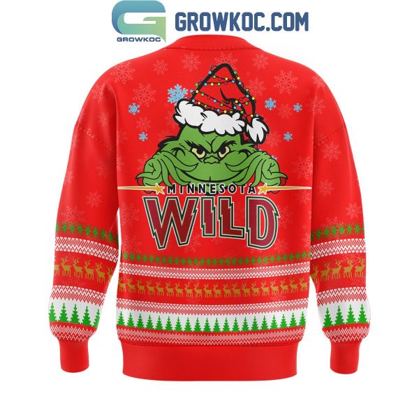 Minnesota Wild The Grinch Christmas Happy Holidays 2024 Hockey Ugly Sweater