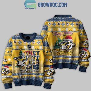 Nashville Predators They Not Like Us Stand With Us Merry Christmas Ugly Sweater