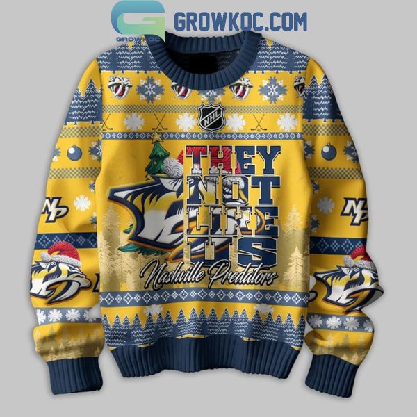 Nashville Predators They Not Like Us Stand With Us Merry Christmas Ugly Sweater