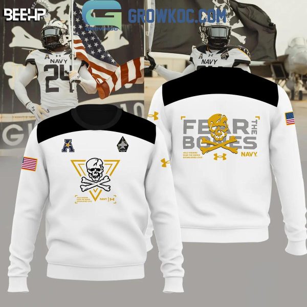 Navy Midshipmen New Jolly Rogers 2024 Fear The Bones Hoodie T-Shirt