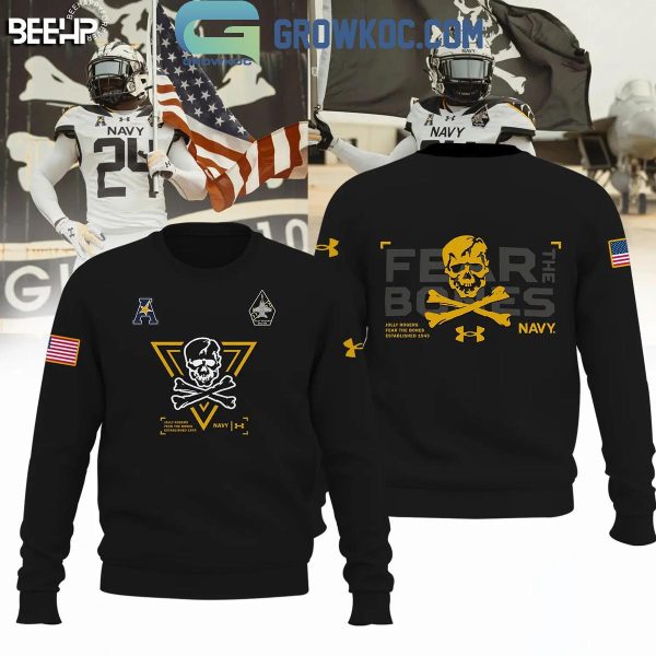 Navy Midshipmen New Jolly Rogers 2024 Fear The Bones Hoodie T-Shirt