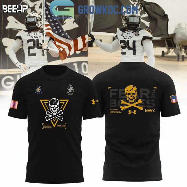 Navy Midshipmen New Jolly Rogers 2024 Fear The Bones Hoodie T-Shirt