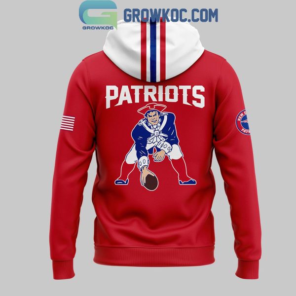 New England Patriots Rewind 2024 Red Throwback Hoodie T-Shirt