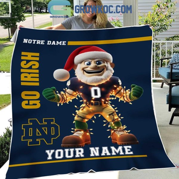 Notre Dame Fighting Irish Go Irish Christmas 2024 Personalized Fleece Blanket Quilt