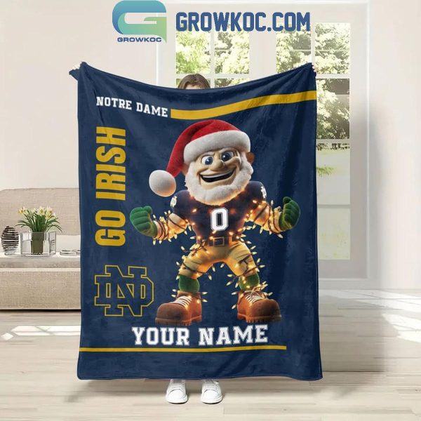 Notre Dame Fighting Irish Go Irish Christmas 2024 Personalized Fleece Blanket Quilt