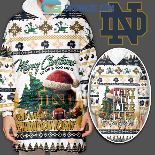 Notre Dame Fighting Irish Champion They Not Like Us Christmas Oodie Hoodie Blanket