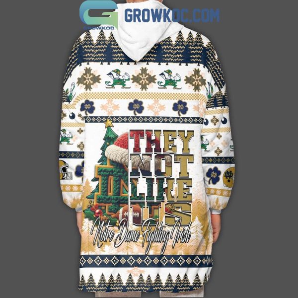 Notre Dame Fighting Irish Champion They Not Like Us Christmas Oodie Hoodie Blanket