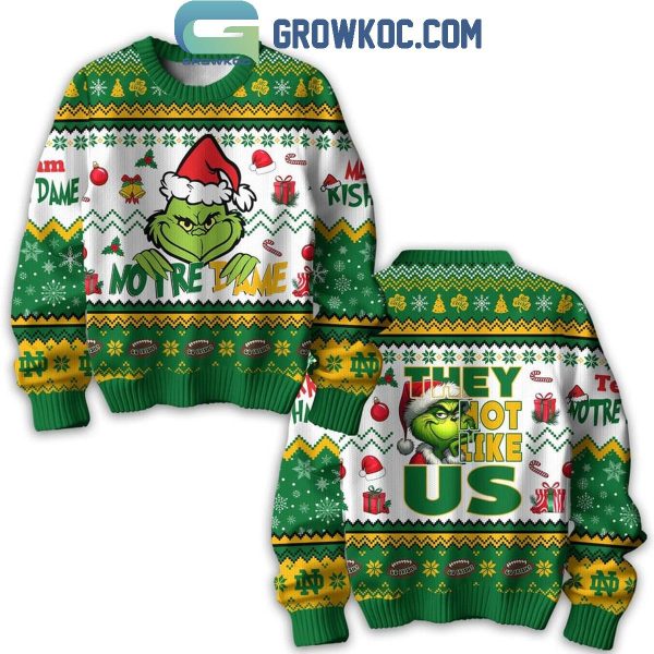 Notre Dame Fighting Irish Christmas They Not Like Us The Grinch Ugly Sweater