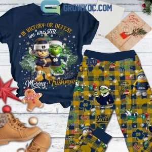 Notre Dame Fighting Irish In Victory Or Defeat Christmas Grinch Fleece Pajamas Set