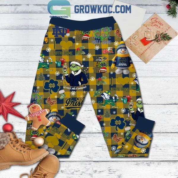 Notre Dame Fighting Irish In Victory Or Defeat Christmas Grinch Fleece Pajamas Set