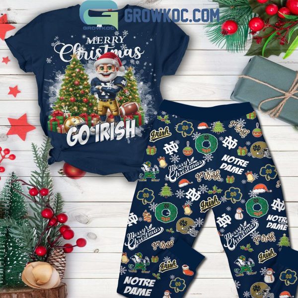 Notre Dame Fighting Irish Merry Christmas And Happy New Year 2025 Fleece Pajamas Set