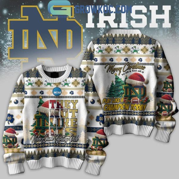 Notre Dame Fighting Irish They Not Like Us Merry Christmas To All Ugly Sweater