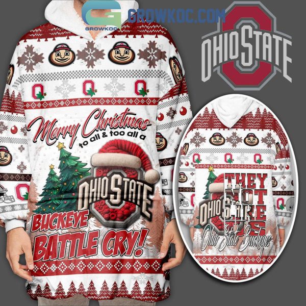 Ohio State Buckeyes Battle Cry They Not Like Us Christmas Oodie Hoodie Blanket