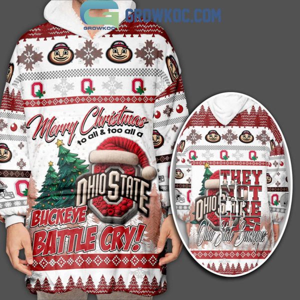 Ohio State Buckeyes Battle Cry They Not Like Us Christmas Oodie Hoodie Blanket