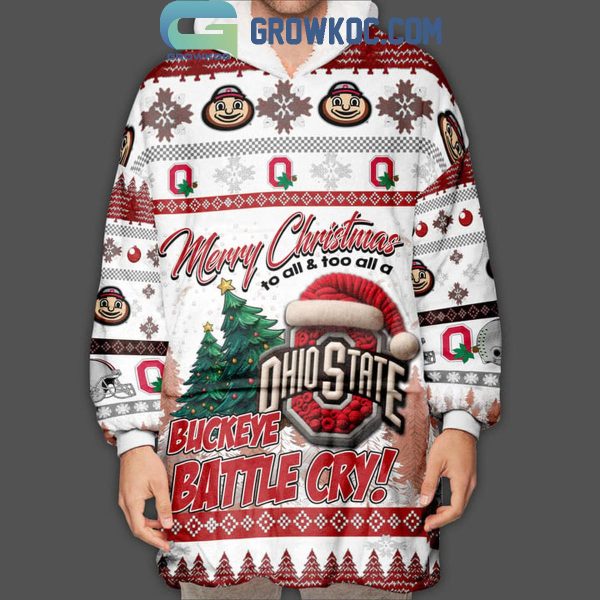 Ohio State Buckeyes Battle Cry They Not Like Us Christmas Oodie Hoodie Blanket