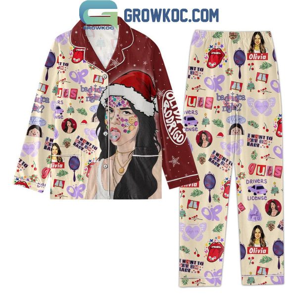 Olivia Rodrigo I Want Get Him Back Merry Christmas Polyester Pajamas Set