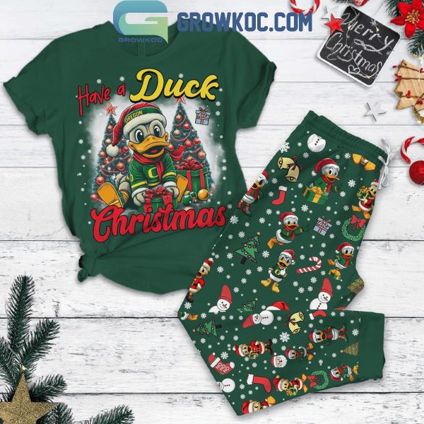 Oregon Ducks Football Have A Duck Christmas 2024 Fleece Pajamas Set