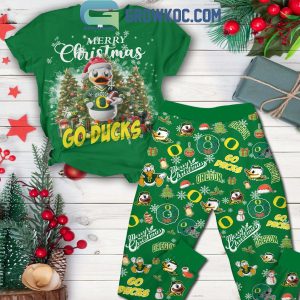 Oregon Ducks Merry Christmas And Happy New Year 2025 Fleece Pajamas Set