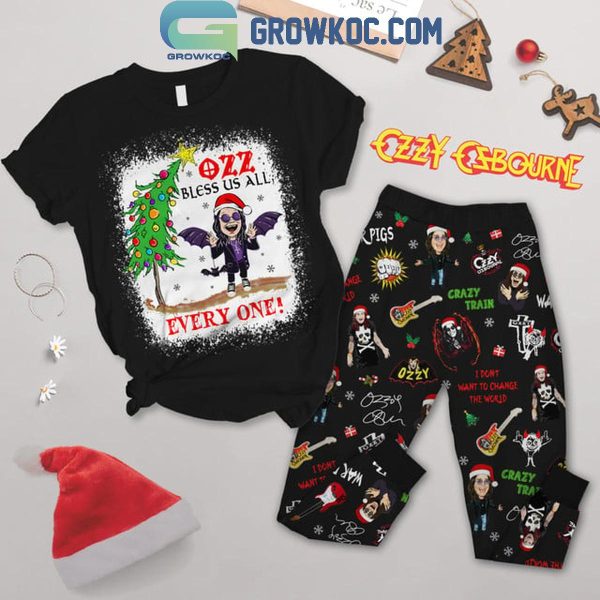 Ozzy Osbourne Bless Us All Everyone Christmas 2024 Fleece Pajamas Set