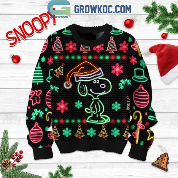 Peanuts Snoopy Merry Snoopymas Celebrating 2024 Christmas Lights Ugly Sweater