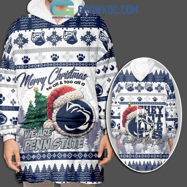 Penn State Nittany Lions Merry Christmas To All Not Like Us Oodie Hoodie Blanket