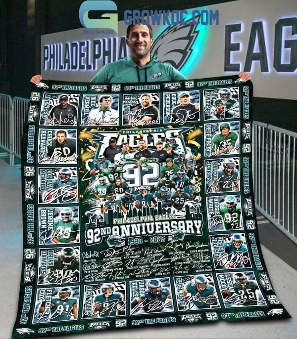 Philadelphia Eagles 92nd Anniversary 1933-2025 The Memories Fleece Blanket Quilt