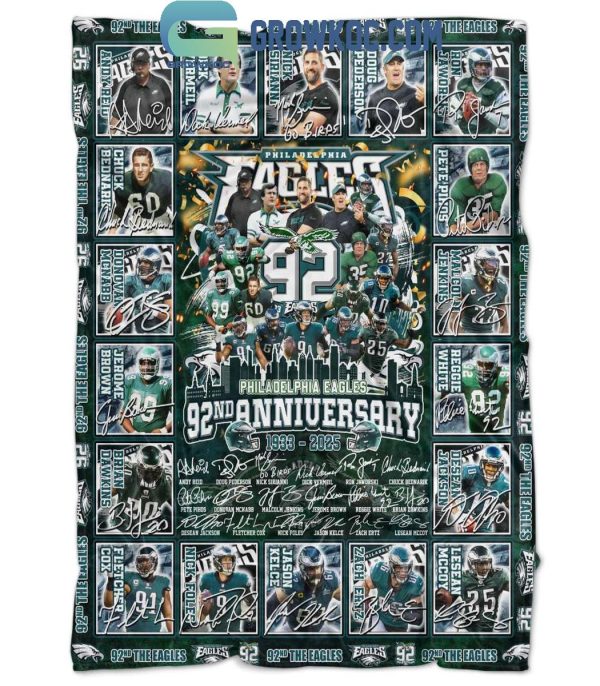 Philadelphia Eagles 92nd Anniversary 1933-2025 The Memories Fleece Blanket Quilt