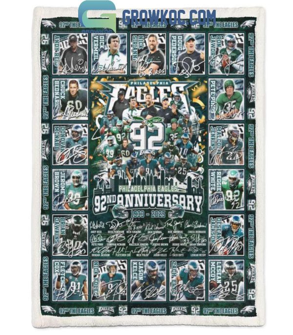 Philadelphia Eagles 92nd Anniversary 1933-2025 The Memories Fleece Blanket Quilt