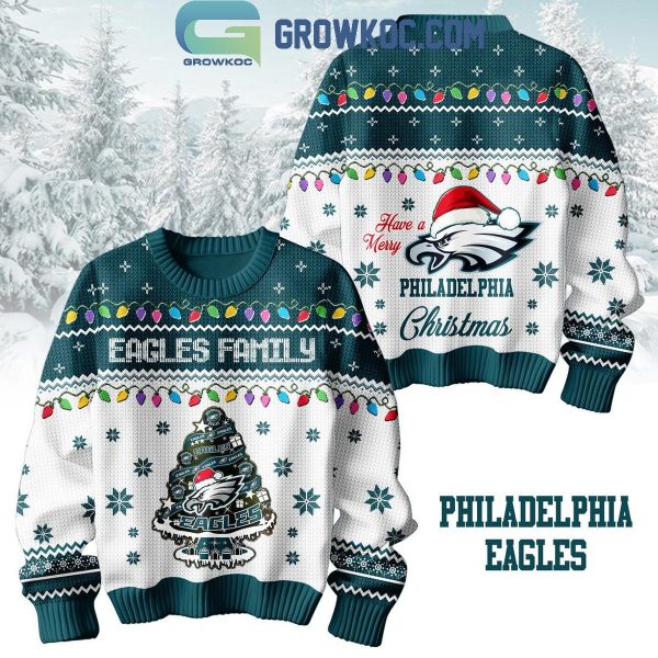 Philadelphia Eagles Family Have A Merry Christmas 2024 Ugly Sweater