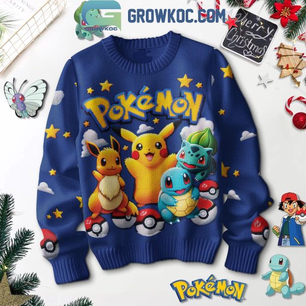 Pokemon Pikachu And Friends Celebrating Christmas Ugly Sweater