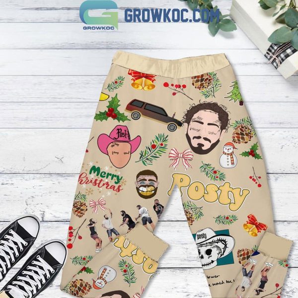 Post Malone Wishing You A Merry Christmas With Love 2024 Fleece Pajamas Set