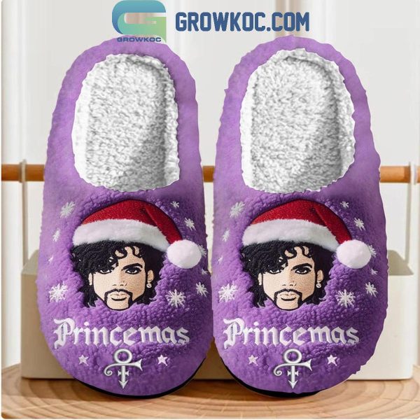 Prince Merry Christmas Princemas Fleece House Slippers