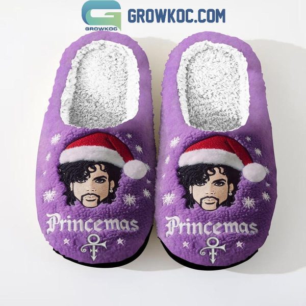 Prince Merry Christmas Princemas Fleece House Slippers