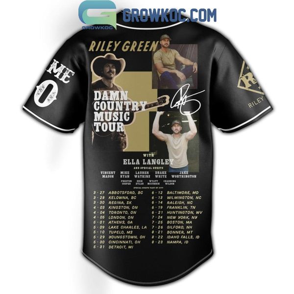 Riley Green Damn Country Music Tour With Ella Langley Personalized Baseball Jersey