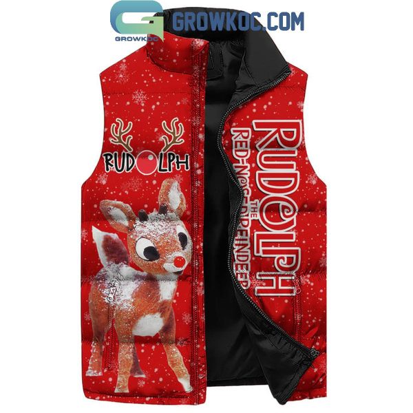 Rudolph The Red-Nosed Reindeer Merry Christmas Sleeveless Puffer Jacket