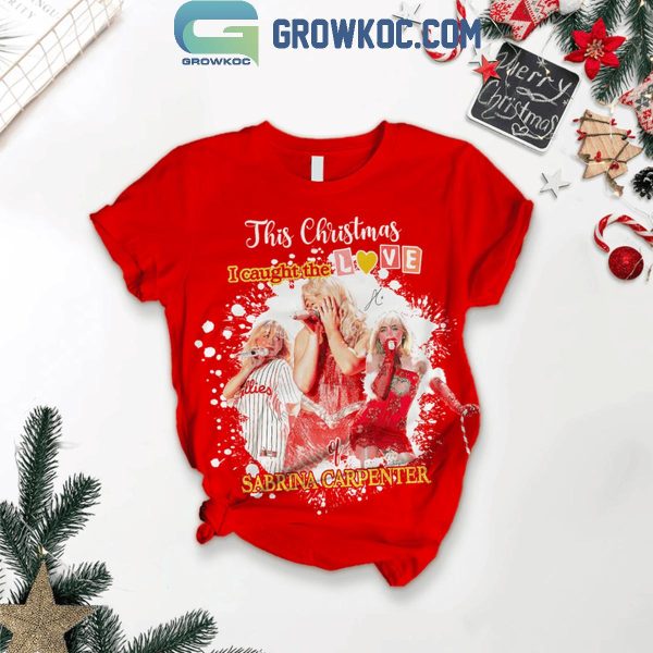 Sabrina Carpenter Caught Love In Christmas 2024 Fleece Pajamas Set