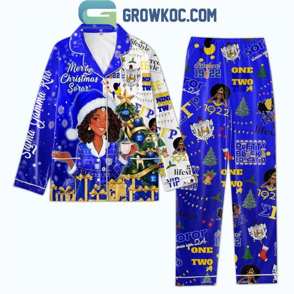 Sigma Gamma Rho Merry Christmas Soror 2024 Polyester Pajamas Set