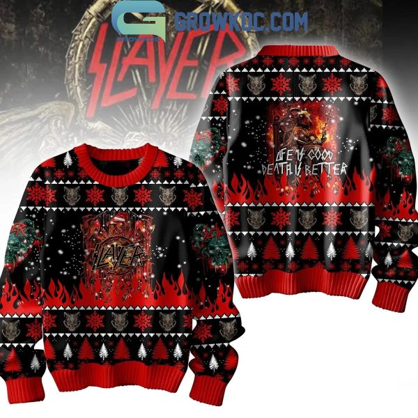 Slayer 2024 Christmas Life Is Cool Death Is Better Ugly Sweater