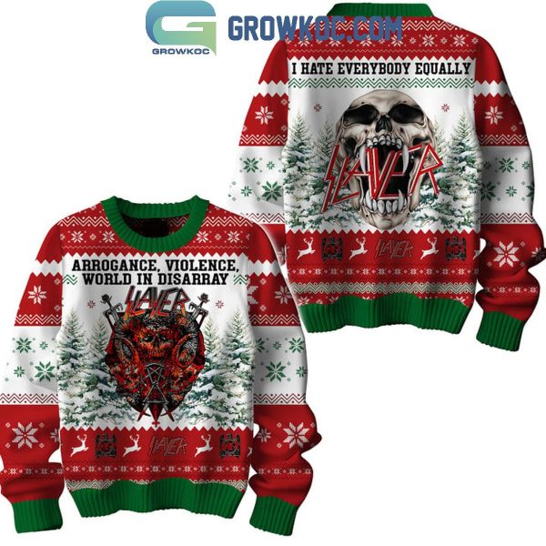 Slayer I Hate Everybody Equally Christmas Ugly Sweater