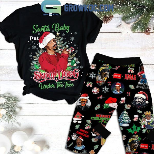 Snoop Dogg Santa Baby Put Him Under Christmas Tree Xmas Fleece Pajamas Set