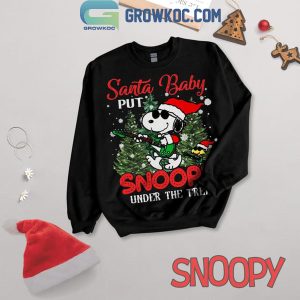 Snoopy Christmas Santa Put Baby Under The Tree Fleece Pajamas Set Long Sleeve