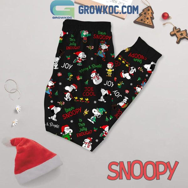 Snoopy Christmas Santa Put Baby Under The Tree Fleece Pajamas Set Long Sleeve